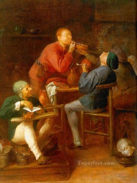  peasants Works - the smokers or the peasants of moerdijk 1630 Baroque rural life Adriaen Brouwer